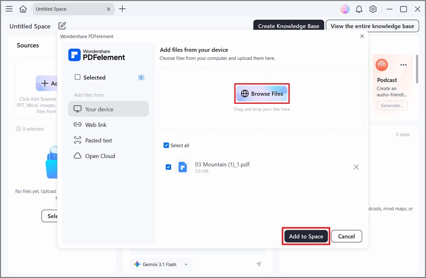 importing PDF into PDFelement workspace