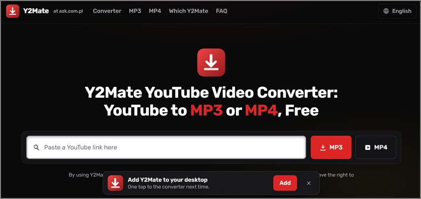 Y2Mate YouTube to MP3 converter