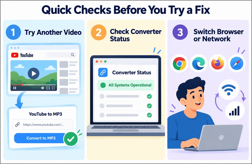 Quick checks before fixing YouTube to MP3 conversion issues