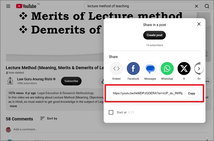 Copy a YouTube video link before converting it to MP3