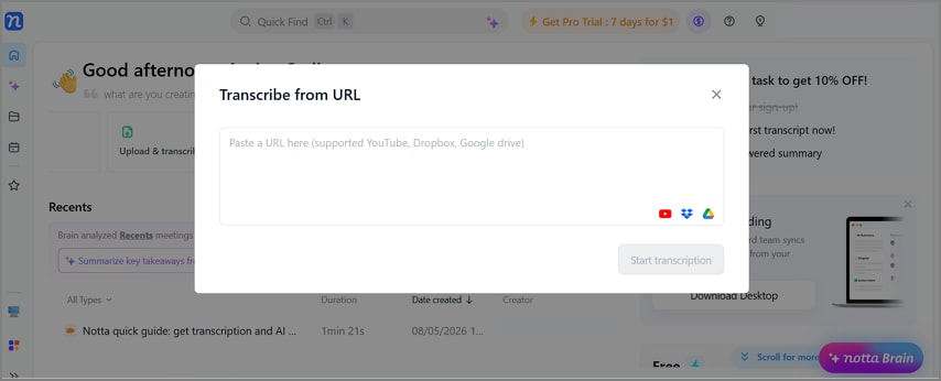 notta multilingual transcription tool