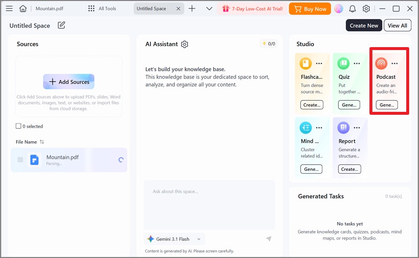 Generate a podcast and export the audio as an MP3 in PDFelement
