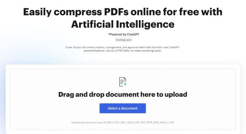 dochub compress pdf user interface
