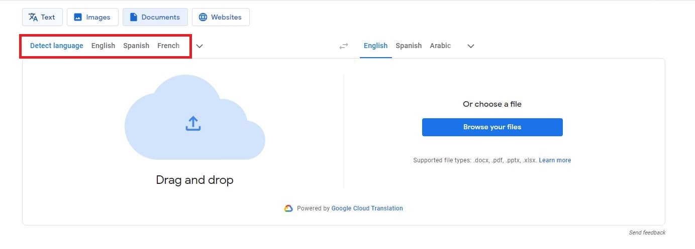 google translate détecter la langue