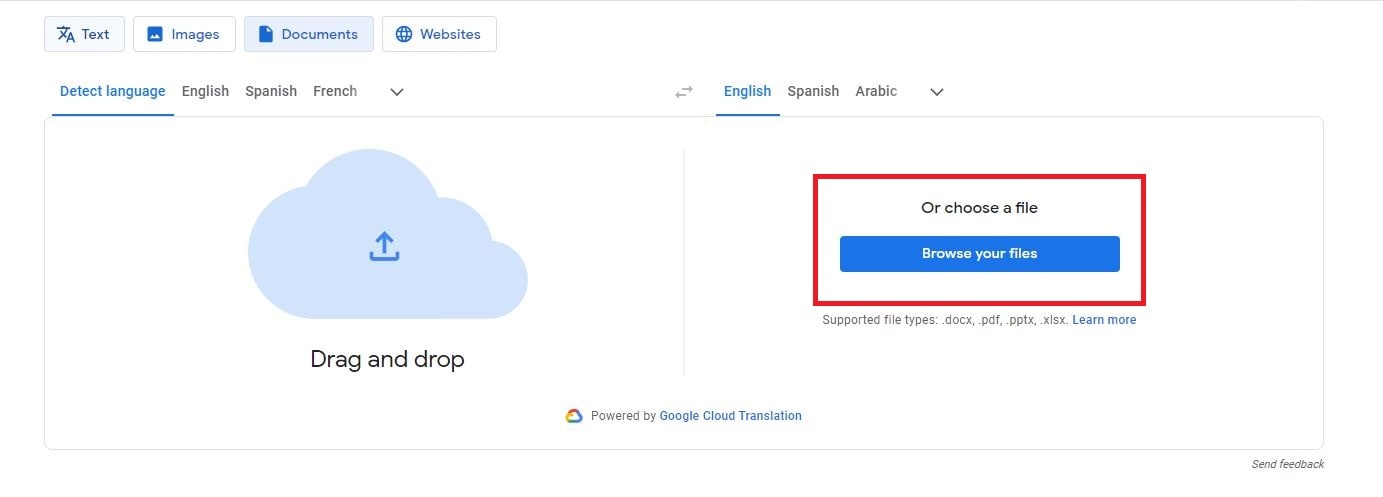 google переводчик выбрать pdf