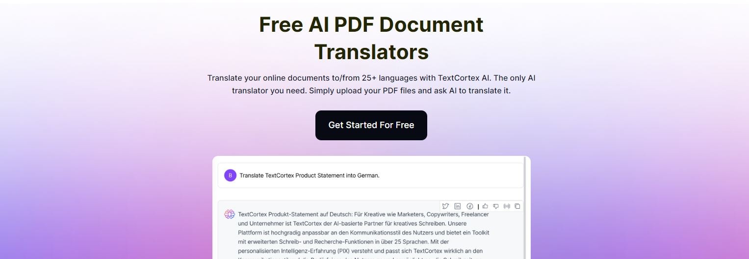ferramenta de tradução de IA Text.Cortext para PDF