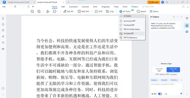 translate pdf with ai pdfelement