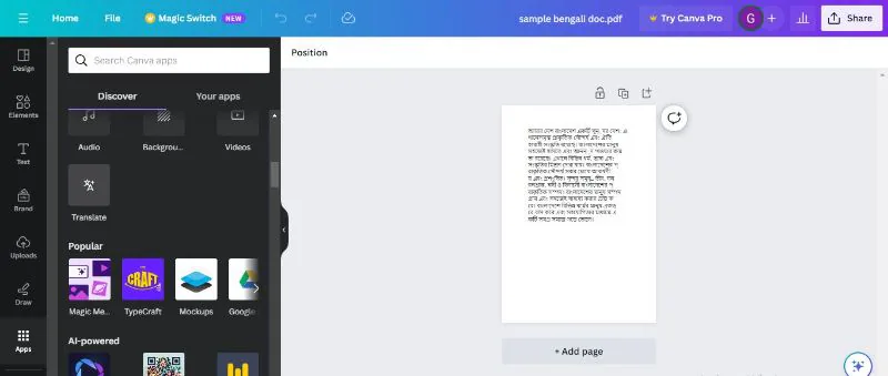 traductor de pdf canva