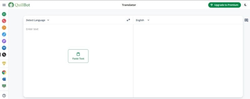quillbot translator user interface