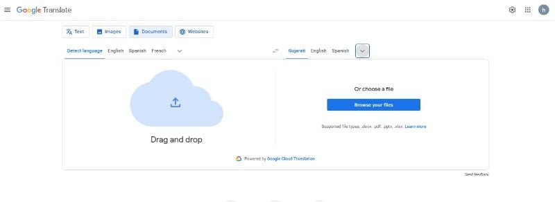 выбрать файл для гуджарати google translate
