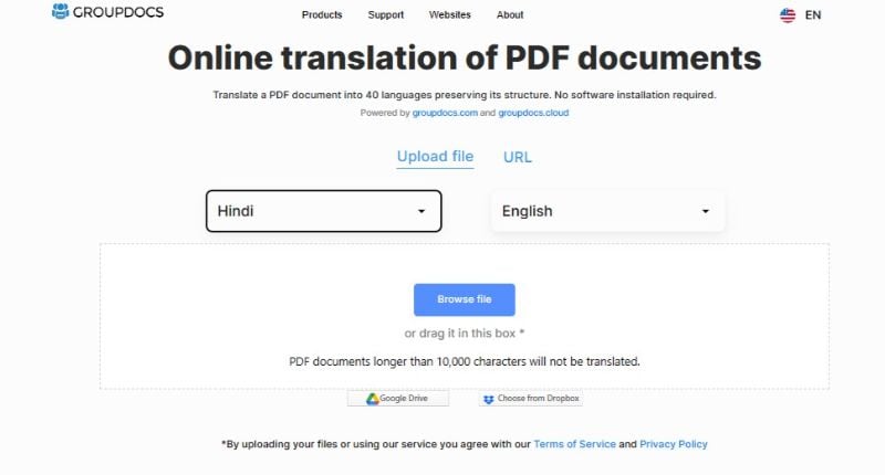 choose a file for translating groupdocs