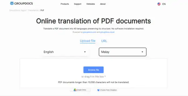 pdf traduire l'anglais en malais avec groupdocs