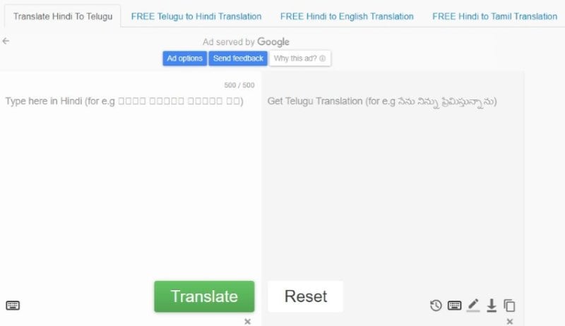 easy hindi typing translator user interface