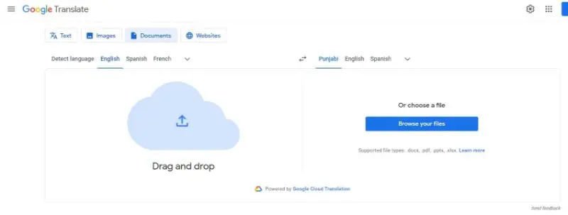 google translate anglais vers pendjabi