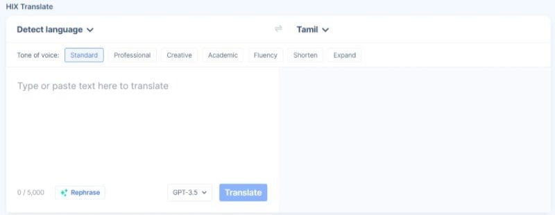 hix ai english to tamil translator