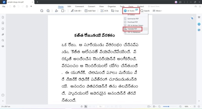 ai pdf translation tool of pdfelement