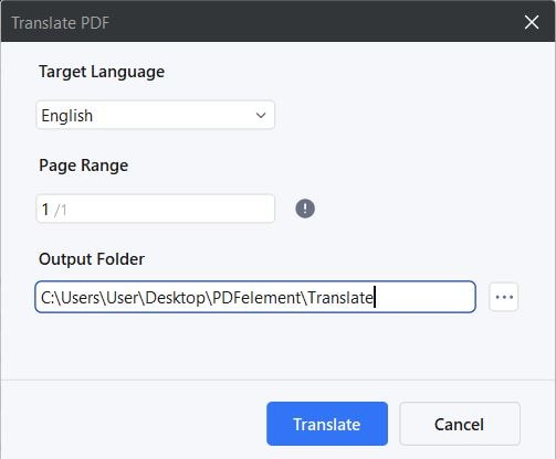 setting target language and output folder
