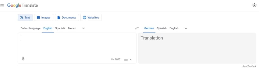 google translate user interface