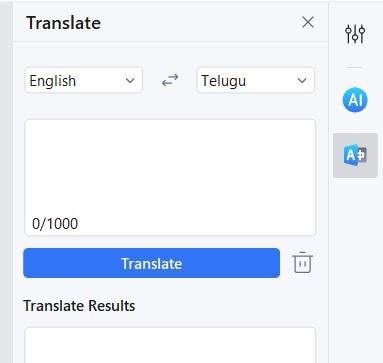translate feature on the sidebar