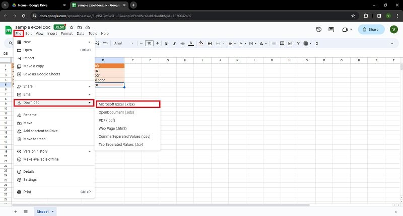 descargar hoja como excel