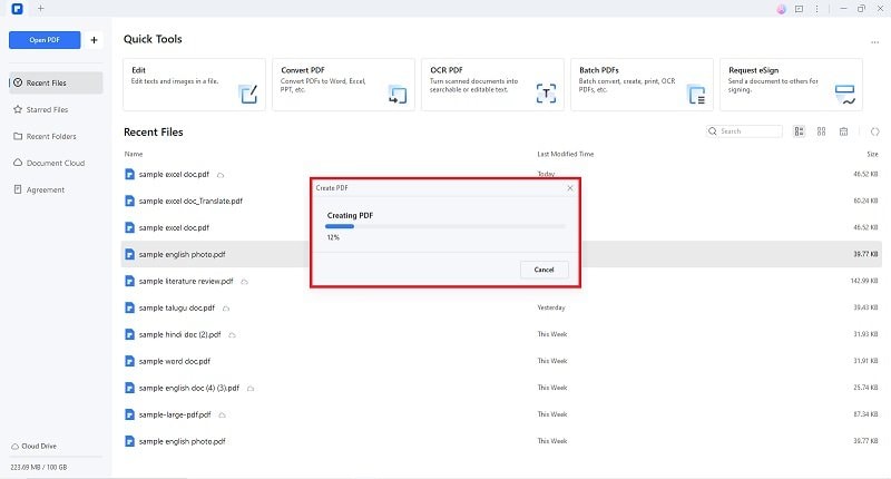 pdfelement create pdf excel