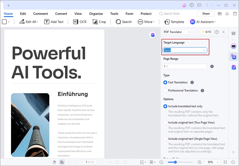 translating english pdf to tamil