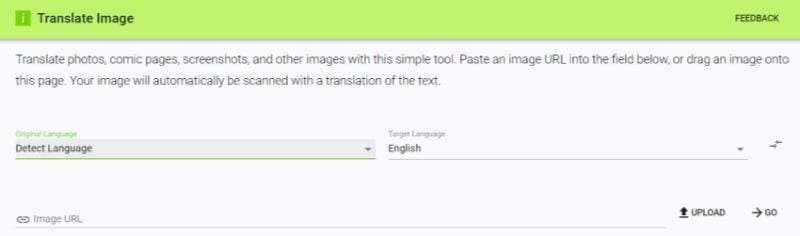 translate image user interface