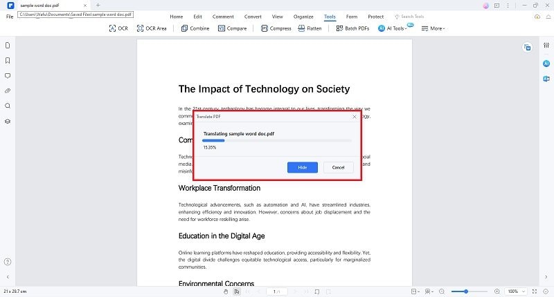 Sprachübersetzung PDFelement