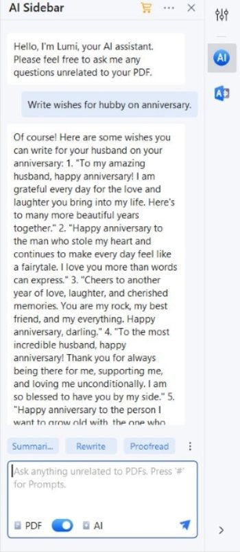 generated anniversary greetings to husband