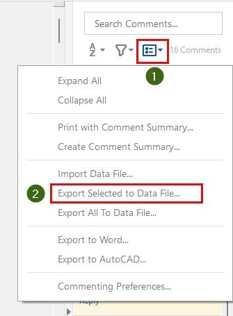 adobe export selected to data file