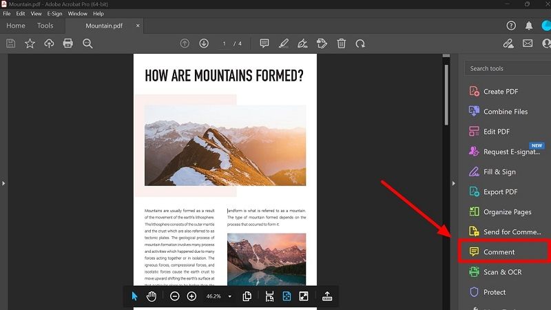 access comment feature on adobe