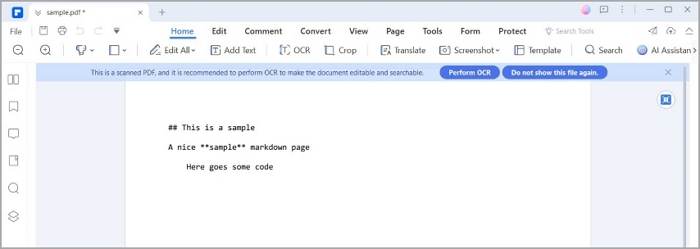 markdown file successfully converted to pdf