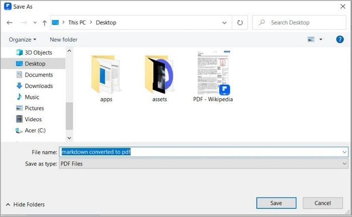 saving the file converted with pdfelement