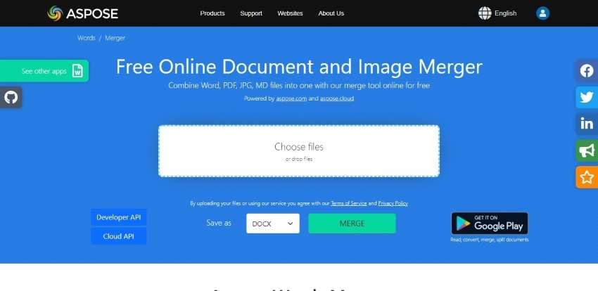 aspose free online document merger