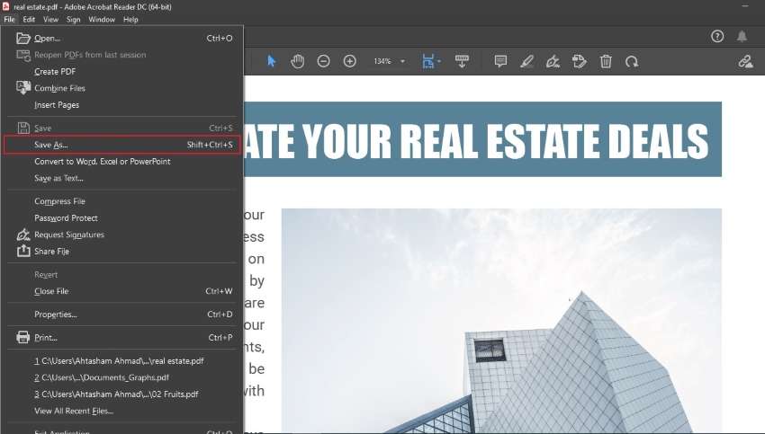Speichern Sie Ihr kombiniertes Adobe PDF