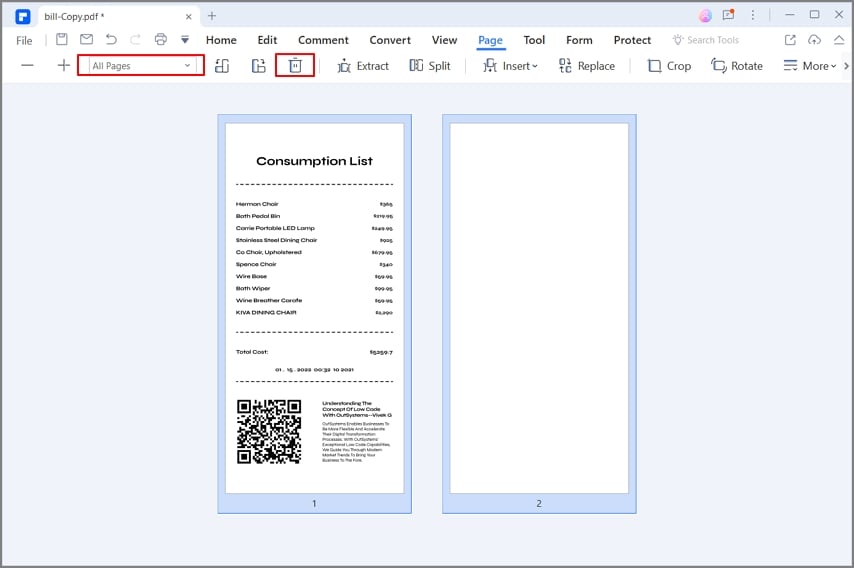 remove consecutive pages from pdf