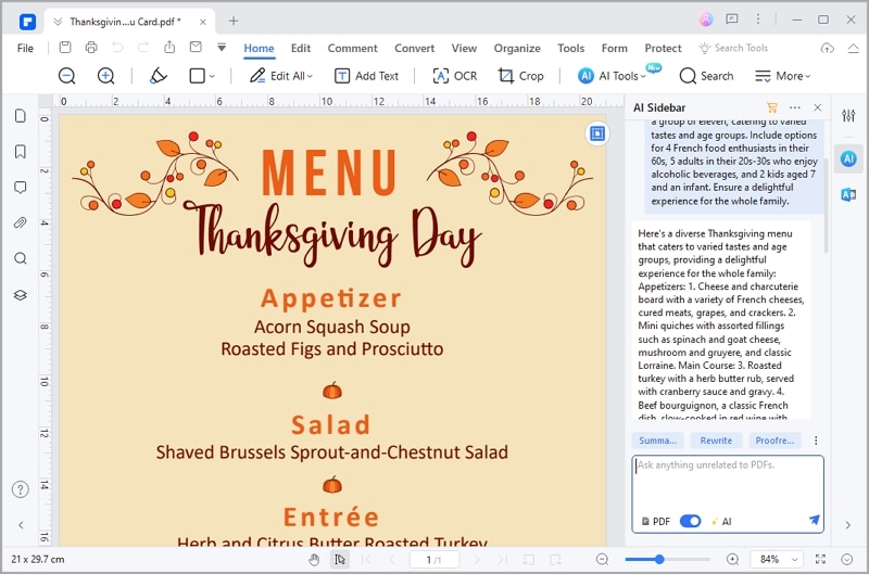 pdfelement thanksgiving menu idea result