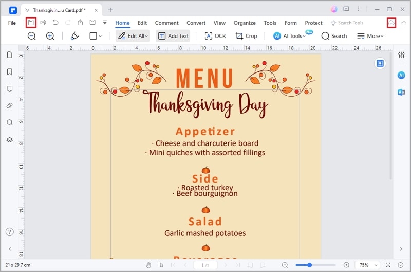 pdfelement thanksgiving share print menu