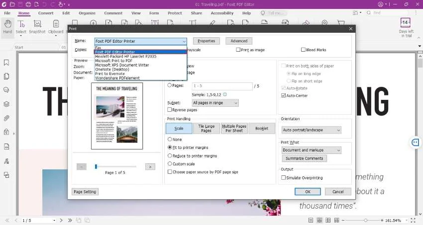 select foxit pdf editor printer