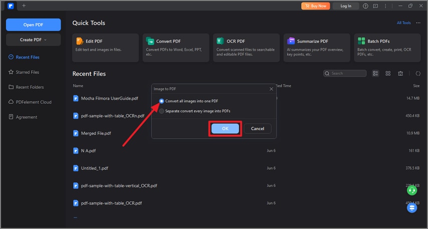 convert images to pdf file pdfelement