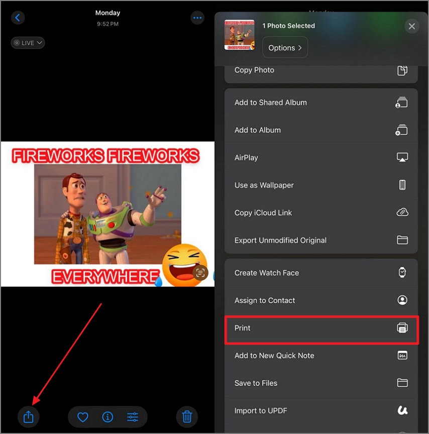 access print option photos