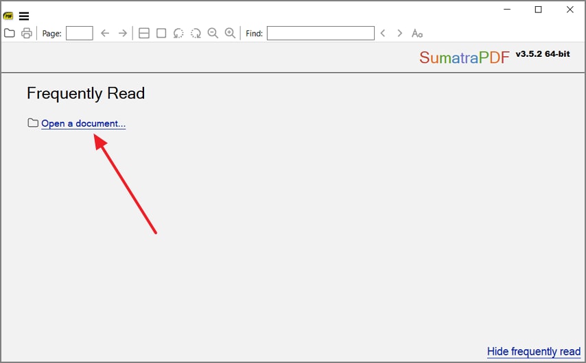 open a document sumatrapdf