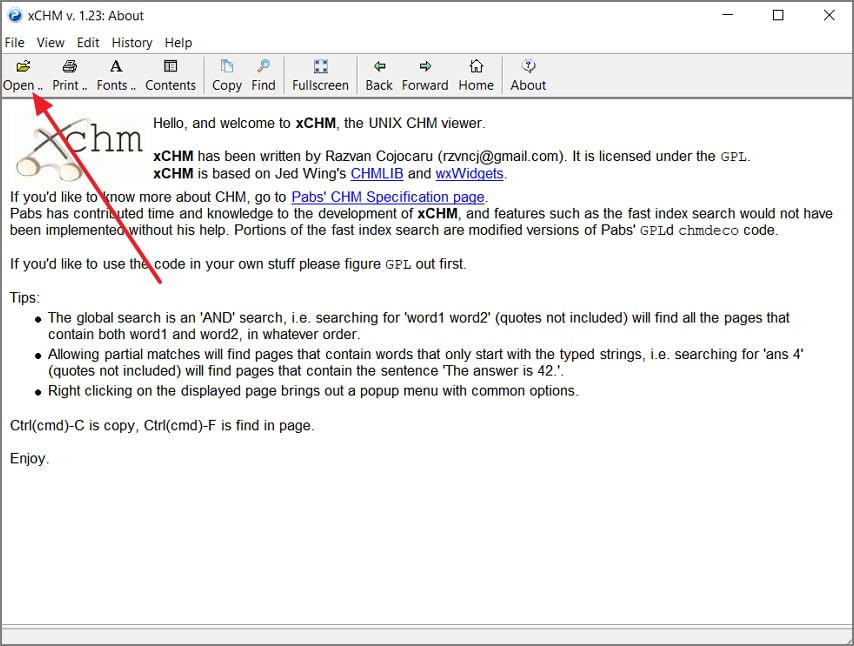 open chm file xchm