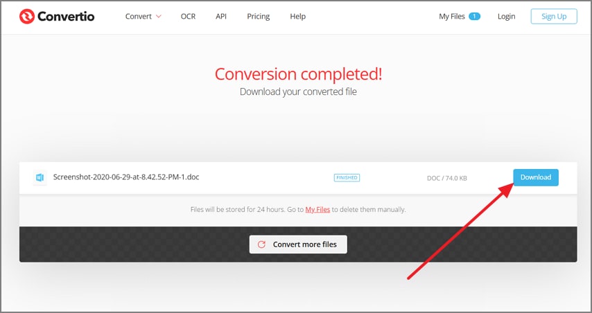 download png to doc converted file