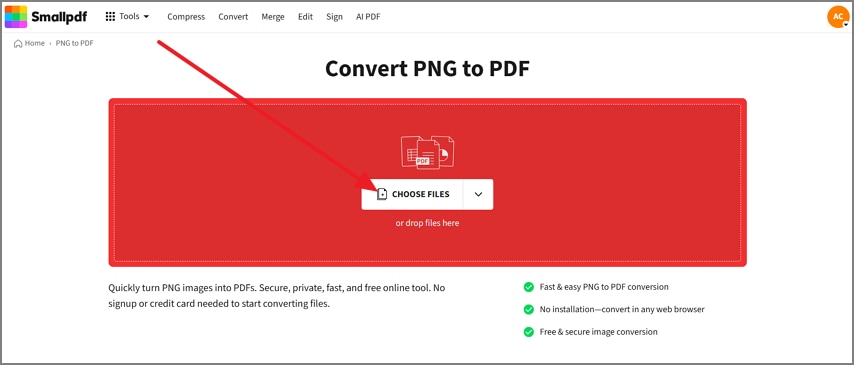 smallpdf choose png files