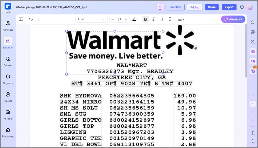 basic editing pdf receipts pdfelement