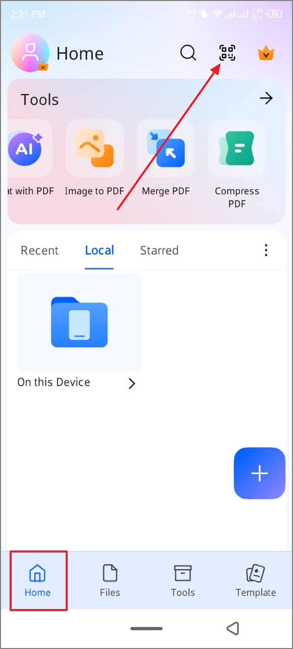 locate scanner icon homescreen