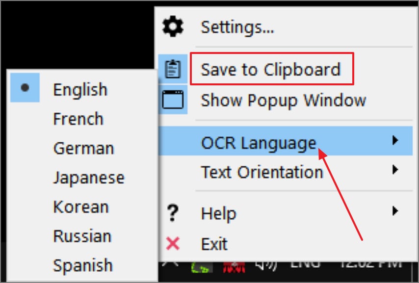 save copied text from screenshot