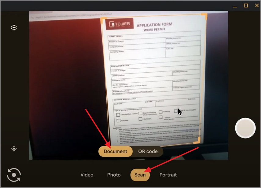 scan document from camera