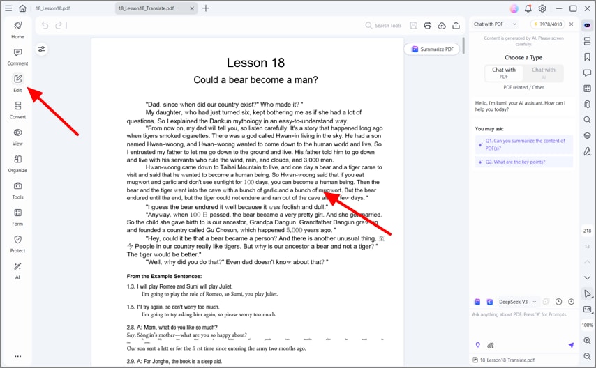 preview and edit translated pdf file